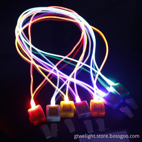 Round Optical LED Lanyard Glowing Neck Strap LED Luminous Lanyard